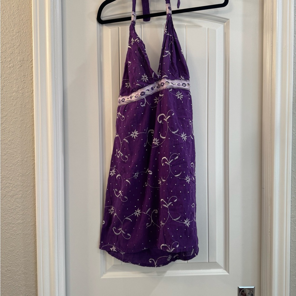 Elegant Purple Halter Dress